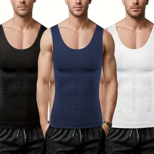 Men's shaping vest, made of breathable nylon blend fabric, high elasticity, pleats, slim fit, easy to put on and take off design Shapewear Menswear