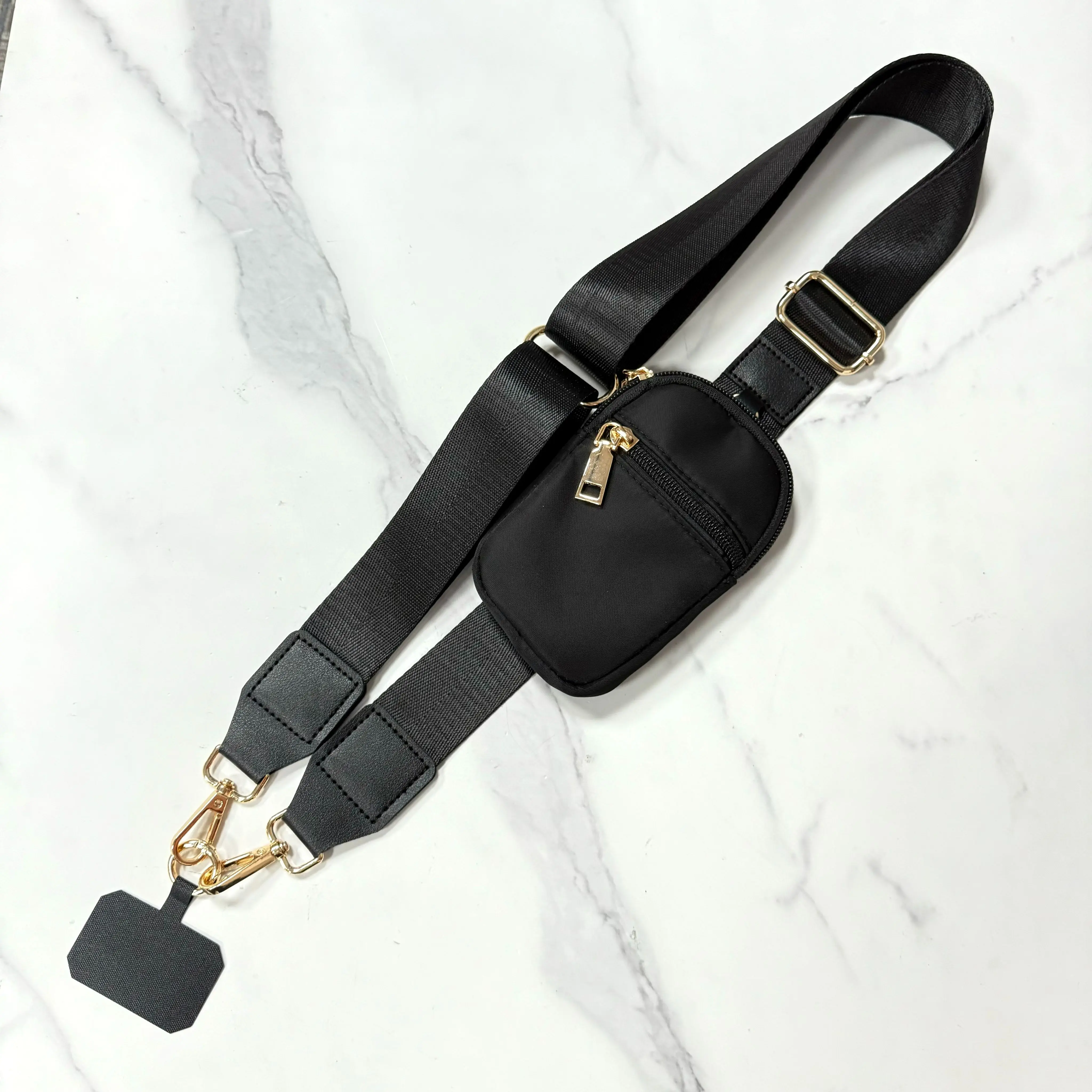 Patterned Canvas Cellphone Strap with Zippered Pouch, Unisex Adjustable Crossbody Lanyard with Removable Wristlet