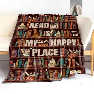 Book Lovers Gift Slogan Print Blanket, 1 Count Soft Comfortable, Cool Bedroom Bedding Blankets for Home Office Camping