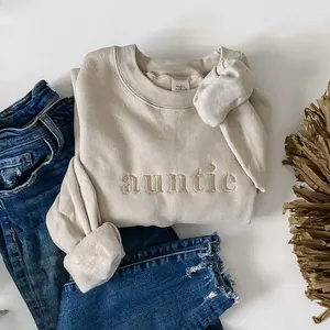 Auntie Embroidered Sweatshirt, Minimal Aunt Crewneck, Cozy Gift for Her