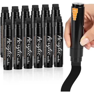 12 count  Permanent Markers Bulk 15mm Thick Wide Tip Large   Markers Thick Tip Pens  for Rock Painting Poster Sign Graffiti Stone Ceramic Glass  Canvas (Black)