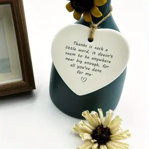 Thank You Keepsake, Ceramic Heart Ornament, Personalized Thank You Gift, Hanging Ornament for Home Decor, Gift for Friend & Family