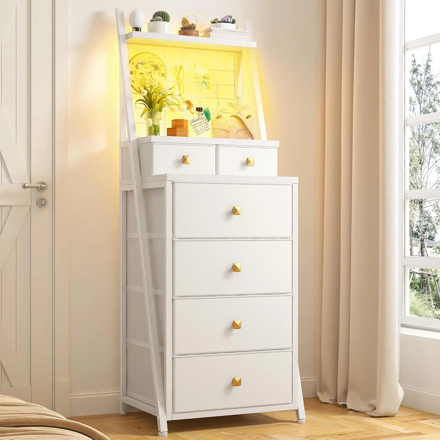 White-6 Drawer(with LED）