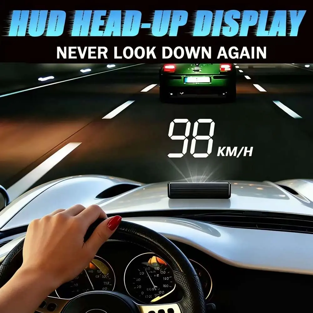 Car Auto HUD Head-Up Display, Windshield Projection Speedometer with Alarm Function - USB-Powered Projector, Vehicle Speed Monitoring, Modern Dashboard Accessory, With Most Cars, Car Accessories, ABS Material