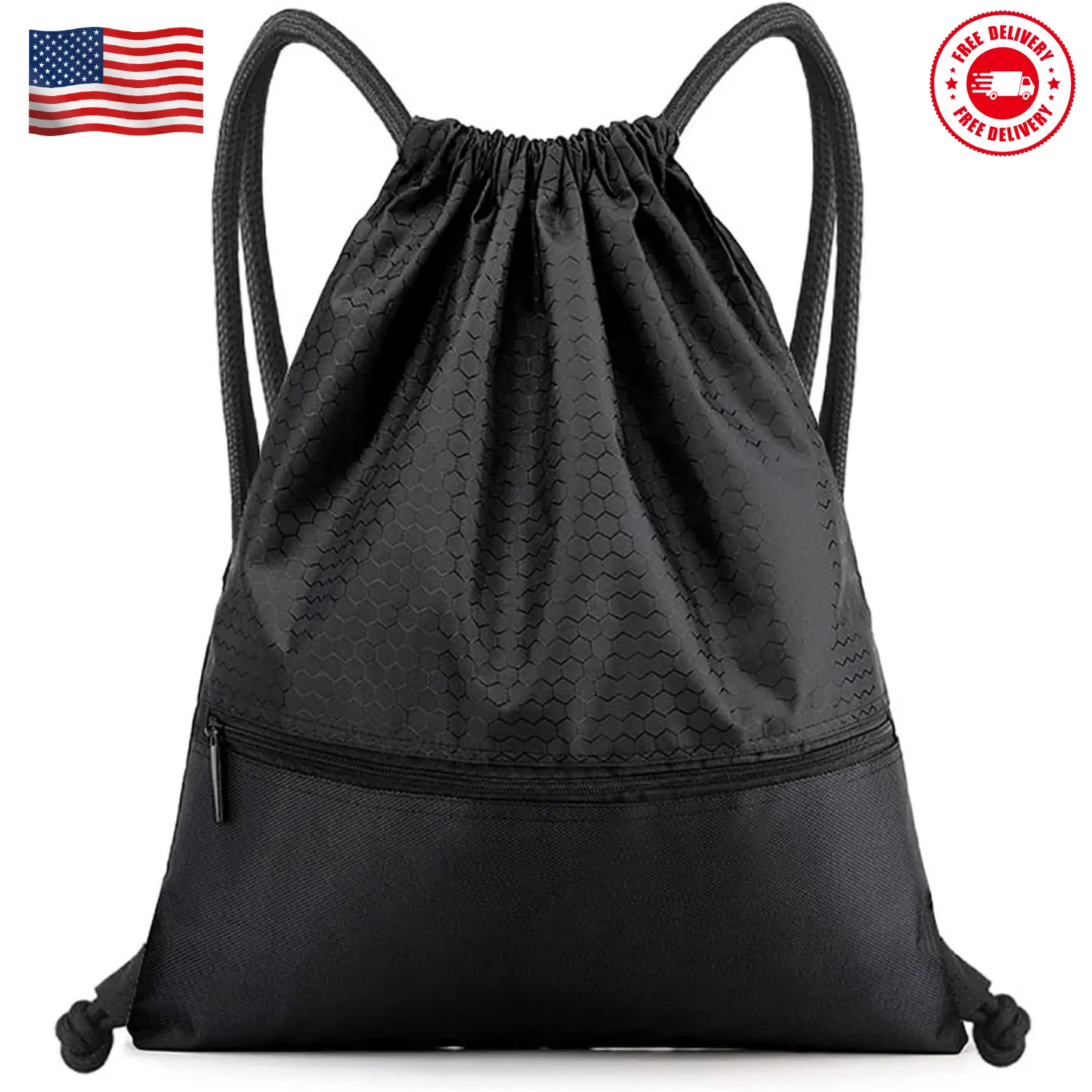Drawstring Backpack Bag, Waterproof Draw String Back Sack