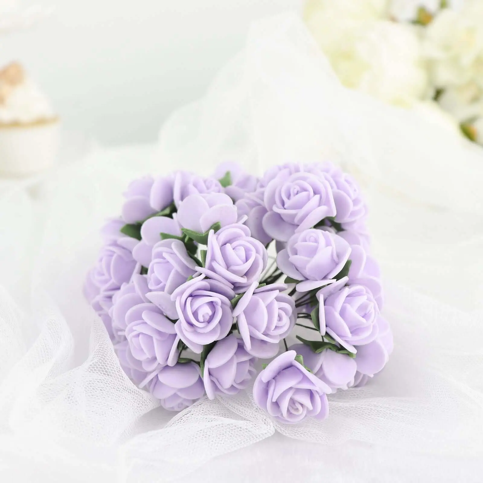 48-Piece Real Touch Foam Rose Buds with 1in Stems, Artificial Decorative Flowers for Floral Decor, Wedding Centerpieces, DIY Crafters’ Embellishments (Home Decor Supplies)