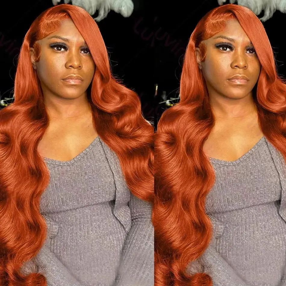 Bling Hair 30 32 Inch Orange Ginger Lace Frontal Wigs Human Hair Body Wave 13x6 13x4 HD Lace Frontal Wig Pre Plucked Loose Wave Colored Brazilian Transparent Lace Wig 180% Density Clearence Sale TikTokShopHolidayHaul