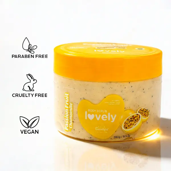 Face Beautiful Brazilian Passion Fruit and Chamomile Body Scrub - Creamy Exfoliating, Hydrating Formula for Smoother, Brighter Skin, Ideal Weekly Body Care, 280 g / 9.9 oz