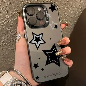 Phone case for iPhone 16 Pro Max 15 Plus 14 13 12 11 XR XS star design Pattern Matte Military-Grade Drop Protection Silicone Cover gift for women men
