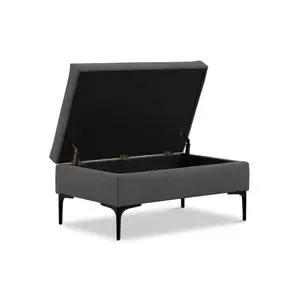 Rebecca Rectangular Coffee Table Storage Ottoman with Lift Up Lid in Linen Style Fabric