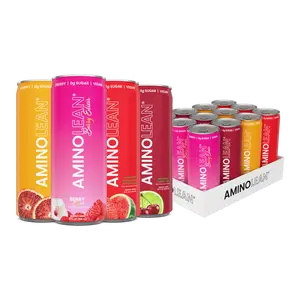 AminoLean Energy Drink (12 Pack) - Natural Caffeine from Green Tea, Zero Sugar, Vegan - 12 oz Cans Beverage Sport