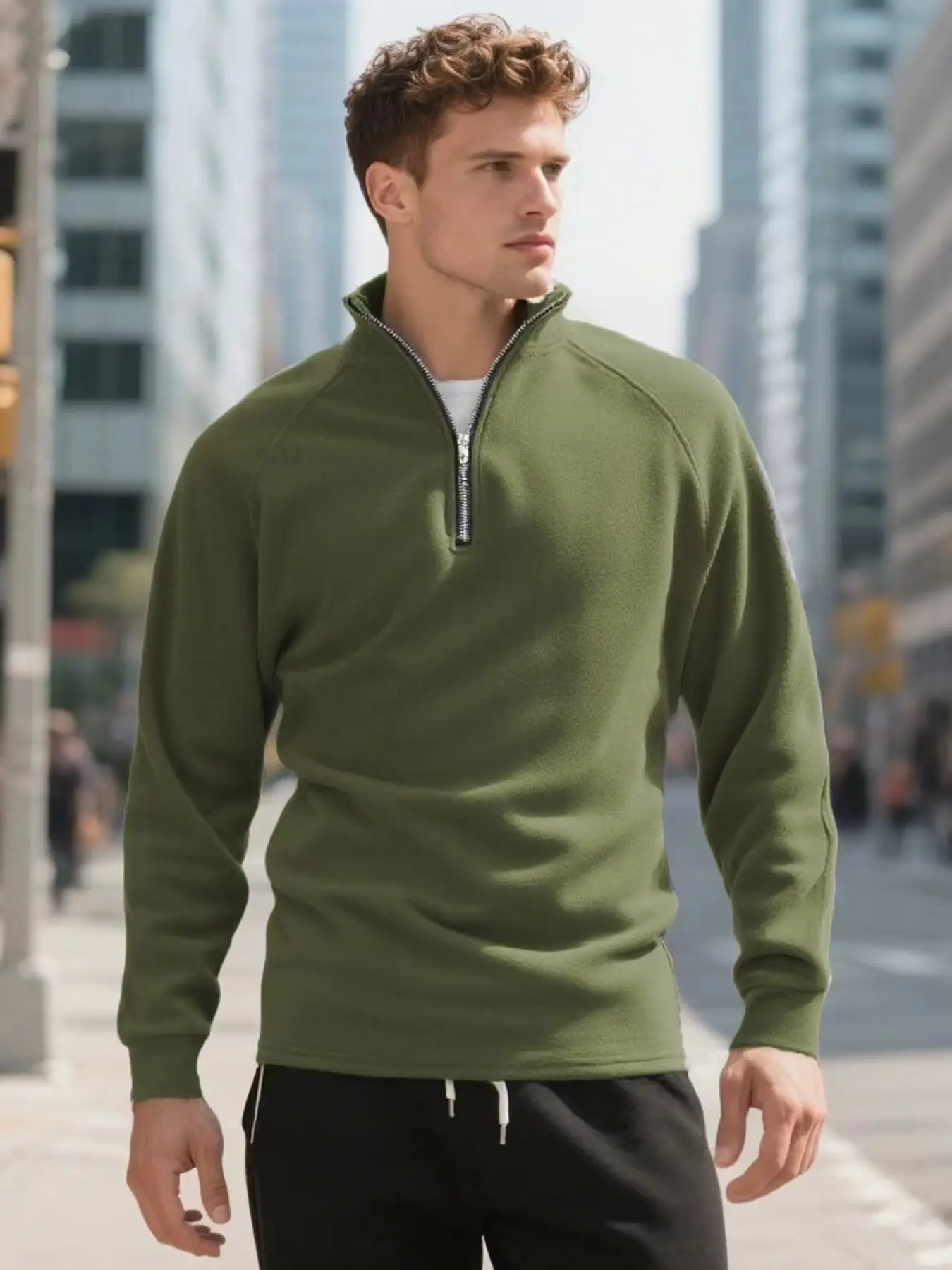 Men's Fleece Quarter - Zip Top Sweatshirt, Stand Collar Construction, Lightweight Yet Warm, Great for Spring & Autumn Layering, Casual Streetwear, Gym Sessions & Outdoor Errands, Athletic Workout Clothing, Versatile Comfort, Athletic Sweatshirts