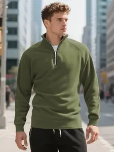 Men's Fleece Quarter - Zip Top Sweatshirt, Stand Collar Construction, Lightweight Yet Warm, Great for Spring & Autumn Layering, Casual Streetwear, Gym Sessions & Outdoor Errands, Athletic Workout Clothing, Versatile Comfort