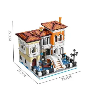Venice Building Blocks Street View Architecture Series Model Toy, 2926-Piece DIY Puzzle Gift with Flash Cards, JS57025 Educational Toy for Hobbies