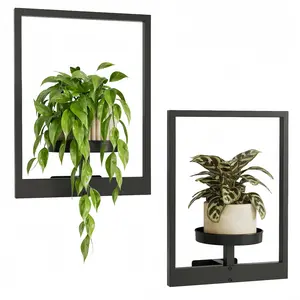 Black Metal Wall Plant Stand Decor Window Shelf Easy Install
