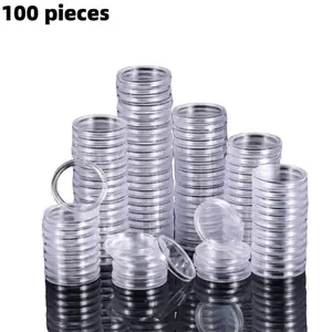 Coin Storage Box, 100pcs/set Adjustable Clear Coin Protection Case with Storage Box, Commemorative Coin Collection Box for Indoor & Outdoor
