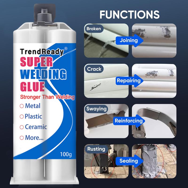 Trendready Super Welding Glue 100g - Stronger Than Welding, Waterproof & Heat Resistant, Industrial Grade Adhesive for Metal, Plastic, Ceramic, Large Capacity