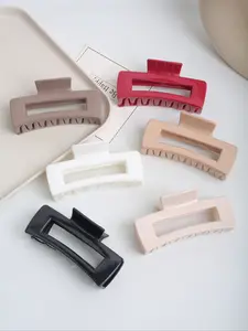 6pcs Soft Silicone Hair Clips, Square Shape, Anti-Collision, Suitable for Daily Casual Use, Parties, Vacation, Plain Color, Hair Claws