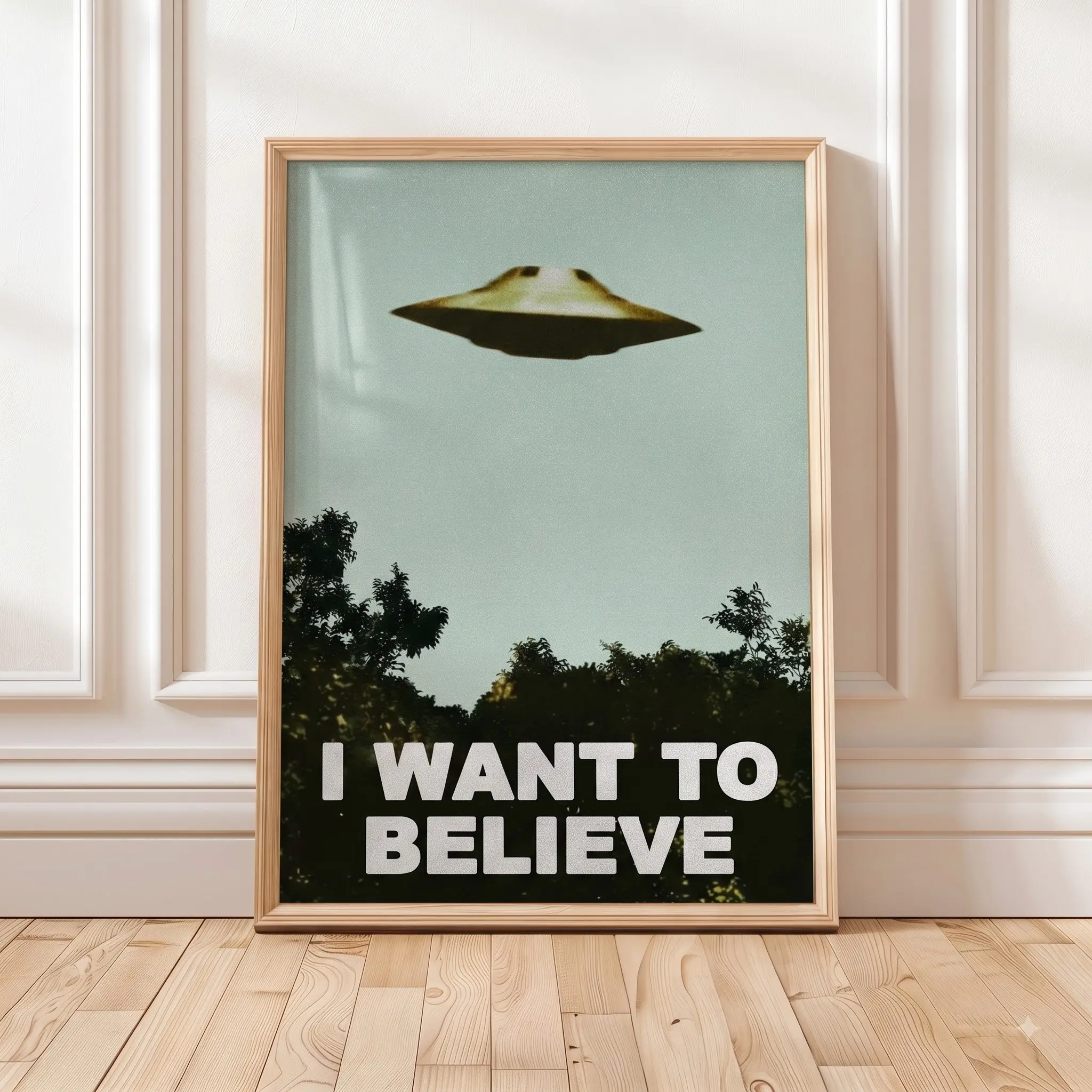 I Want to Believe Poster 90s Room Decor UFO Alien SciFi Fantasy Horror Cool Wall Art Print Poster