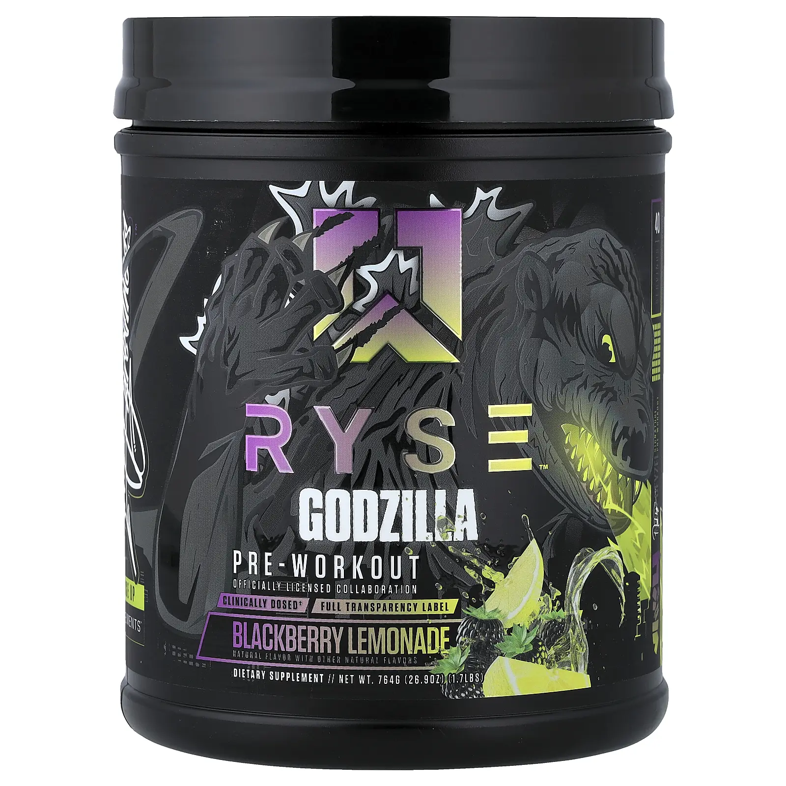 RYSE Pre-Workout, Godzilla, Blackberry Lemonade, 1.7 lbs (764 g) RYSE Pre-Workout, Godzilla, Blackberry Lemonade, 1.7 lbs (764 g)