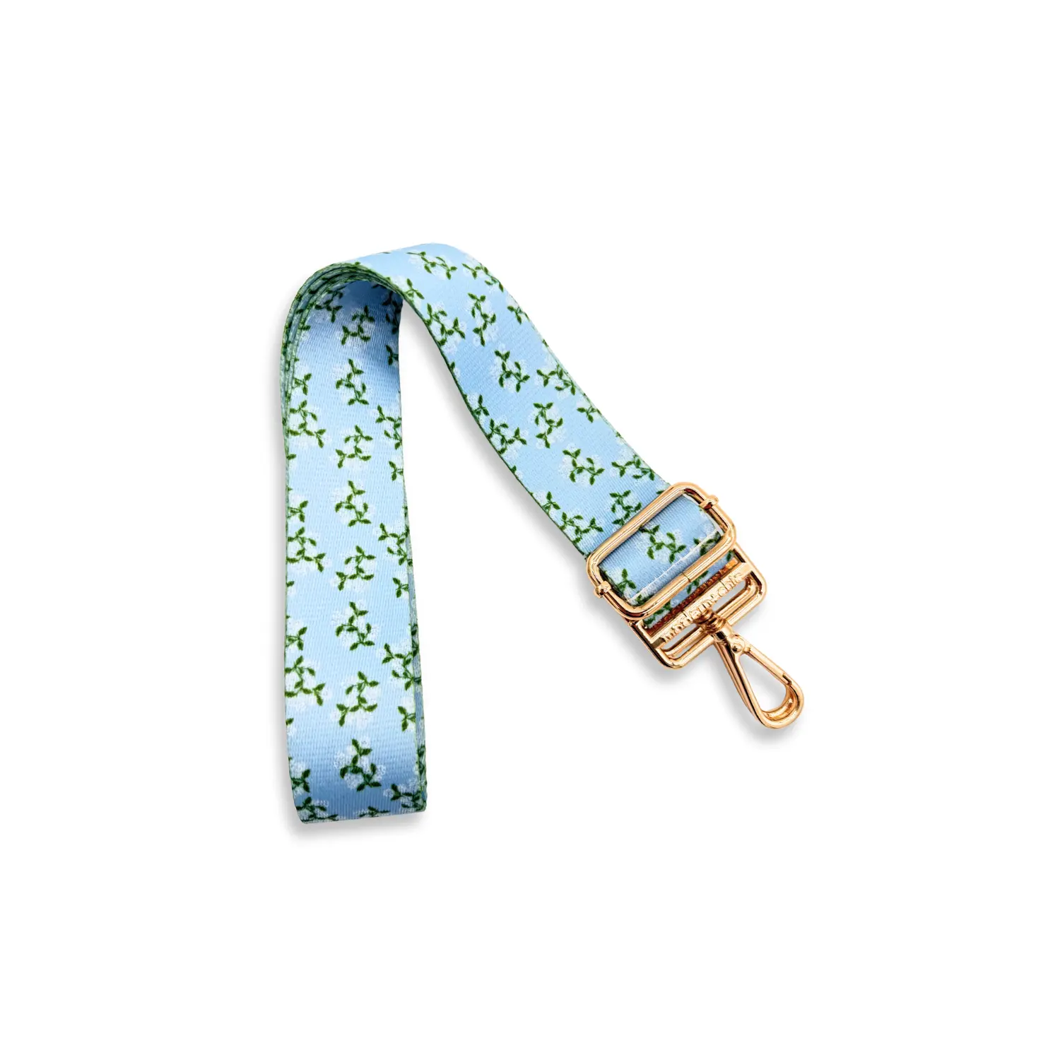 Adjustable Bag Strap with White Hydrangeas, Gold-Polished Hardware for Luggage & Bag Accessories