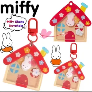 Kawaii Miffys Rabbit Shaking Keychain | High Color Value Bunny Cartoon Printing Creative School bag Car Pendant Gift
