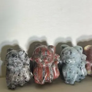 Nine Tailed Fox Crystal Carving | 1.25 Inch Gemstone Figurine | Cute 9 Tail Fox Carving | Random Crystal Material | Genuine Crystal Gem Figurine | High Vibration Crystals | Intuitively Chosen Crystal Animal | Healing Stone Collectible