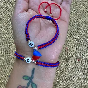 Blue and red matching bracelets