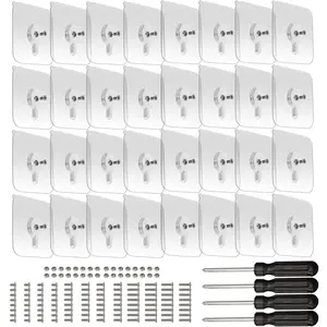 Adhesive Wall Mount  Nails No-Trace No Drilling Stick- Screw with 3 Different Size Screws for Bathroom Kitchen Storage Room Tile Wall Shower Room (32Pcs/Pack)