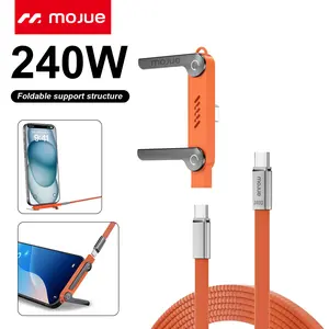 Invisible Bracket 2-in-1 Charging Cable – 240W PD Fast Charging USB-C to USB-C ,  360° Adjustable Metal Stand, Desktop Charger Holder for Smartphone, Tablet, Ideal for Gaming, Office, and Home Use