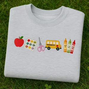 Embroidered Apple Teacher Sweatshirt | Back To School Teacher Sweatshirt | Embroidered Classroom Sweater | Gift for Teacher