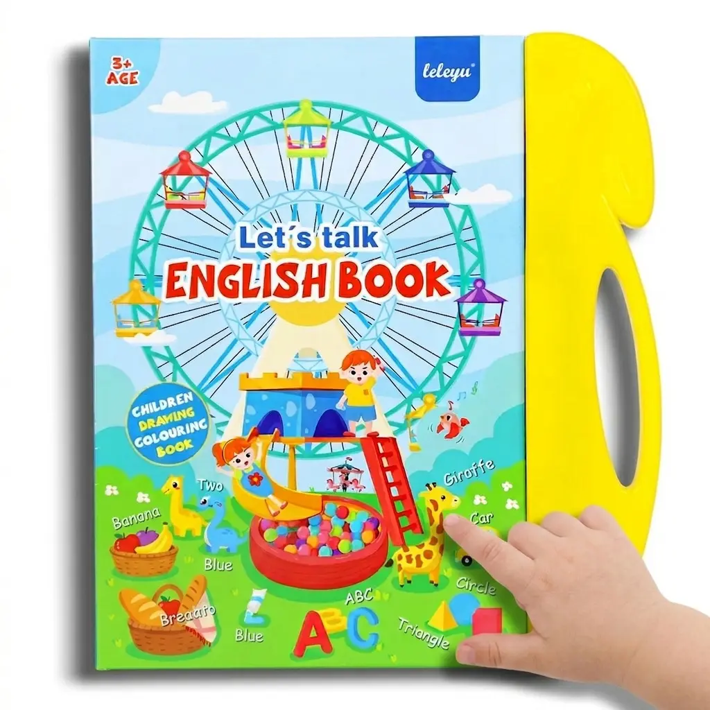 Talking Sound Book with 118+ Words, 7 Themes, 4 Songs Interactive Learning for Early Education, Educational Toy for Kids Ages 3–6, Encourages Independent Play & Fun Learning for Kids Vocabulary Flashcards Colorful Round Square Circle Animals