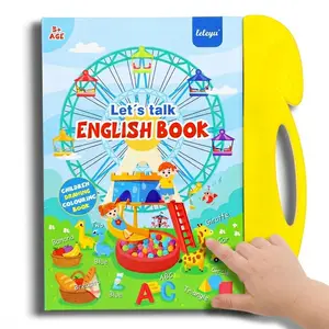 Talking Sound Book with 118+ Words, 7 Themes, 4 Songs Interactive Learning for Early Education, Educational Toy for Kids Ages 3–6, Encourages Independent Play & Fun Learning for Kids Vocabulary Flashcards Colorful Round Square Circle Animals