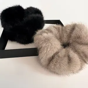 Après Scrunchie - Black+Light Grey - Brown and Tan - Fuzzy Scrunchies