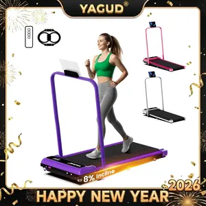 【Upgrade Version】 YAGUD Folding Treadmill with Adjustable Incline, Low-Noise Motor, 265lbs Weight Capacity, Remote Control & Wheels for Easy mobility – Comes with Free Resistance Bands and Dual Shock-Absorption System