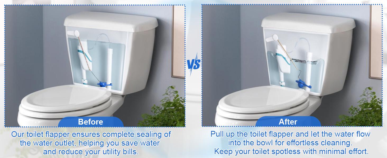 2-Inch Toilet Flapper Replacement Kit Compatible with Most Kohler, American Standard, TOTO & Standard 2″ Flush Valves, High Performance Rubber with Stainless Steel Chain, Easy Install