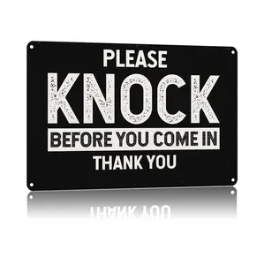 Reminder Sign "Please Knock Before You Come In" Home Decoration Metal Sign Poster，For Bedroom,Office,Exclusive Space，Plaque Gift 8X12 Inch