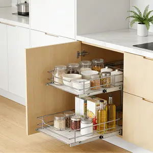 Heavy-Duty Metal Pull-Out Cabinet Basket – Sliding Drawer Organizer for Kitchen Pantry, Under Sink, or Cupboard, Space-Saving Storage Rack