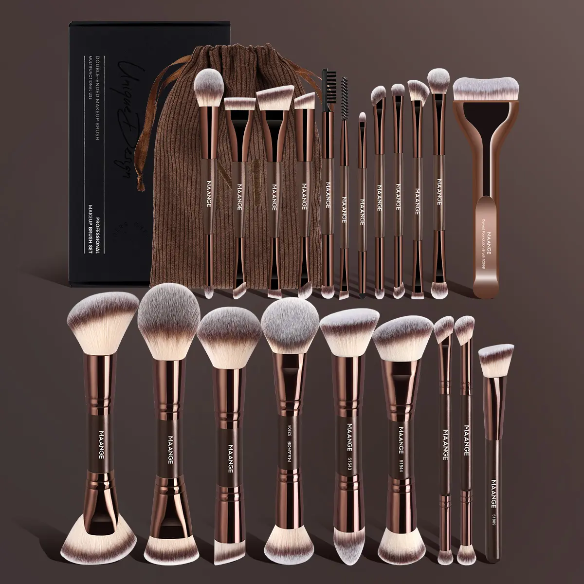 MAANGE 21pcs Makeup Brush Set with Storage Bag, Cosmetic Brushes, Foundation Brush Loose Powder Brush Contour Brush Concealer Brush Eyeshadow Brush Nose Shadow Brush Eyeliner Brush Eyebrow Brush Eyelash Brush, Travel Makeup Tools, Makeup Brush Kit