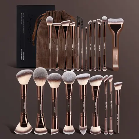 MAANGE 21pcs Makeup Brush Set with Storage Bag, Cosmetic Brushes, Foundation Brush Loose Powder Brush Contour Brush Concealer Brush Eyeshadow Brush Nose Shadow Brush Eyeliner Brush Eyebrow Brush Eyelash Brush, Travel Makeup Tools, Makeup Brush Kit