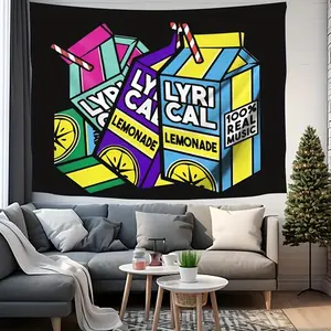 Lyrical Lemonade Design Fashion Tapestry, Modern Beverage Bottle Art Wall Hanging, Polyester Decorative Tapestry for Living Room,Bedroom Home Decoration