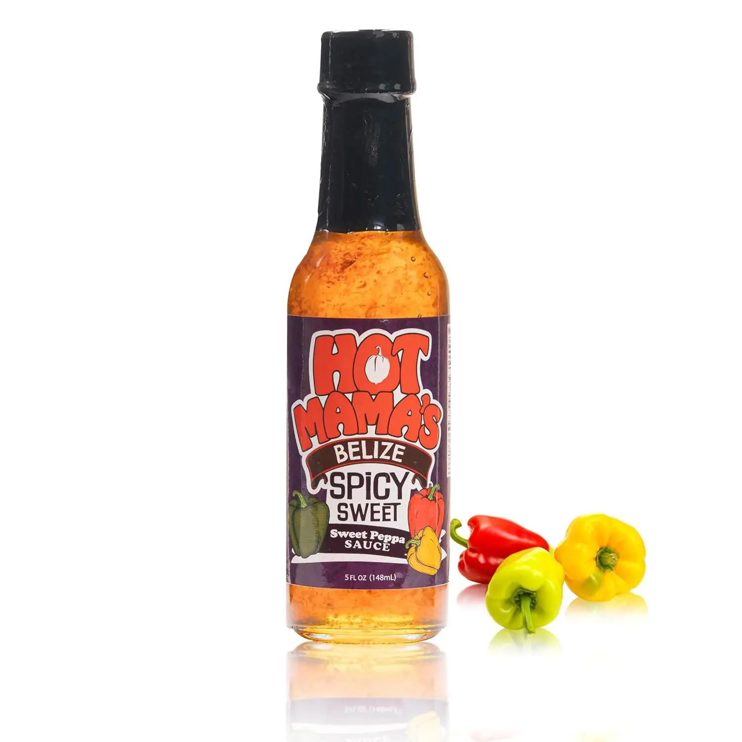 Hot Mama's Belize Sweet and Spicy Pepper Sauce - All-Naturral, No Preservatives \u2013 Non GMO \u2013 Gluten-Free, Vegan-Friendly, Fresh Ingredients \u2013 Great for Healthy Meals \u2013 5 oz Glass Bottle