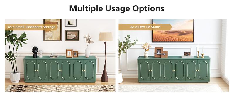 Giratree 63'' Fluted Sideboard Buffet Cabinet with 6 Doors, Modern Wooden Accent Storage Credenza Console Table for Kitchen, Dining Room, Living Room, or Entryway, Adjustable Shelves and Fluted Wave Design