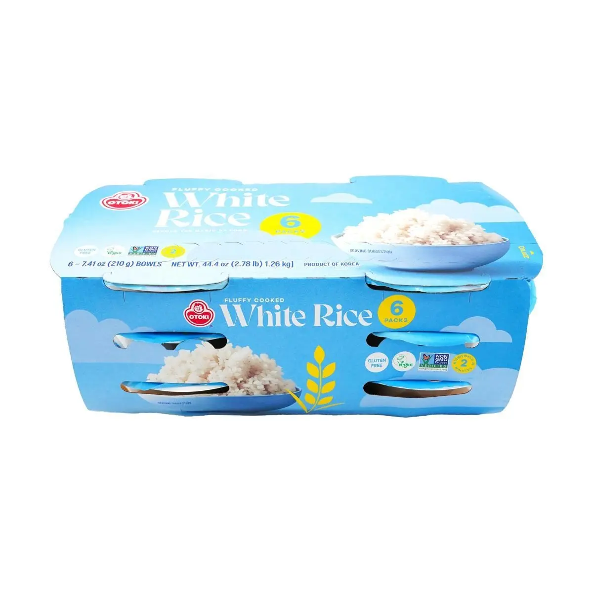 OTTOGI Instant Cooked White Rice 210g x 6 Bowls - Ready to Eat Korean Microwave Rice, Korean Food Essentials