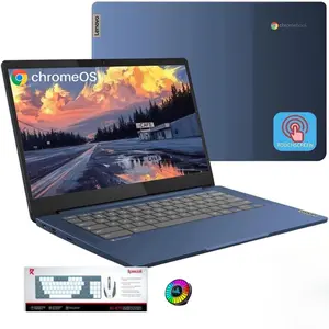 Lenovo 2026 Slim 3 Chromebook Laptop - 14" FHD Touch Screen for Student Business, 8-Core MediaTek 520 Processor, up to 16GB RAM, 64GB EMMC+128GB Micro SD, 13.5 H of Use, Wi-Fi 6, Chrome OS,Bundle Accessory