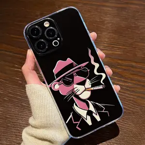 Transparent Case Panther Pattern Trendy Tpu Anti-Drop Phone Protector, Fits Apple & Samsung Models, Perfect Gift for Couples Women Teens