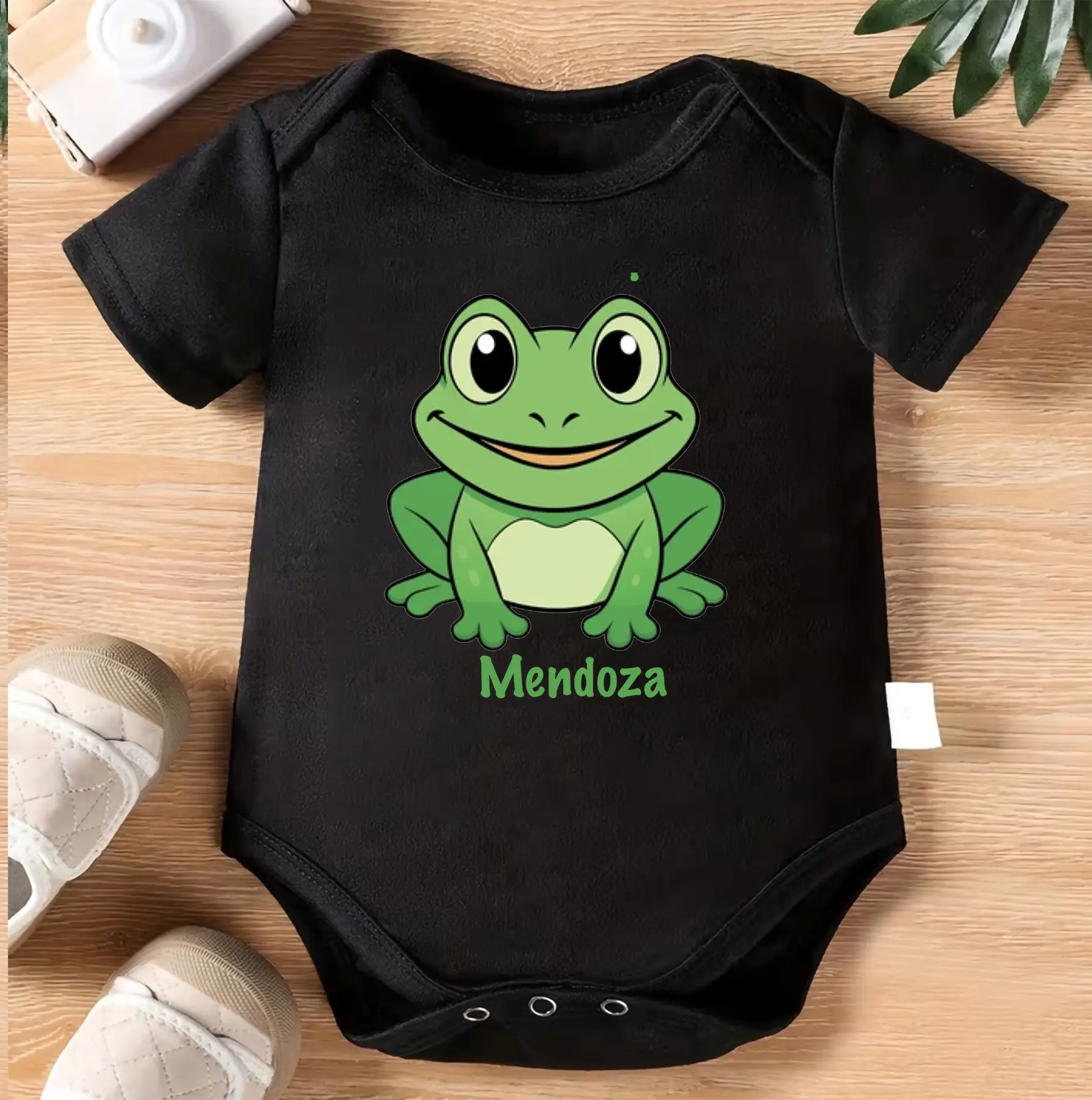 Personalized Frog Baby Bodysuit | Custom Name Infant Onesie | Cute Frog Newborn Outfit | Kawaii Animal Baby Romper | Personalized Baby Shower Gift | Green Frog Baby Clothes