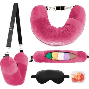 Travel  Pillow Stuffable with Clothes, Stuffable  Pillow for Travel, Packable Fillable Storage Bag for Airplane Travel, Soft   Pillow Case Cover