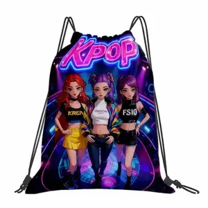 K-Pop Idol Group Pattern Backpack, Oxford Soft Shell Portable Fitness Bag, Practical Pockets, Drawstring Design, Ideal for Travel & Leisure