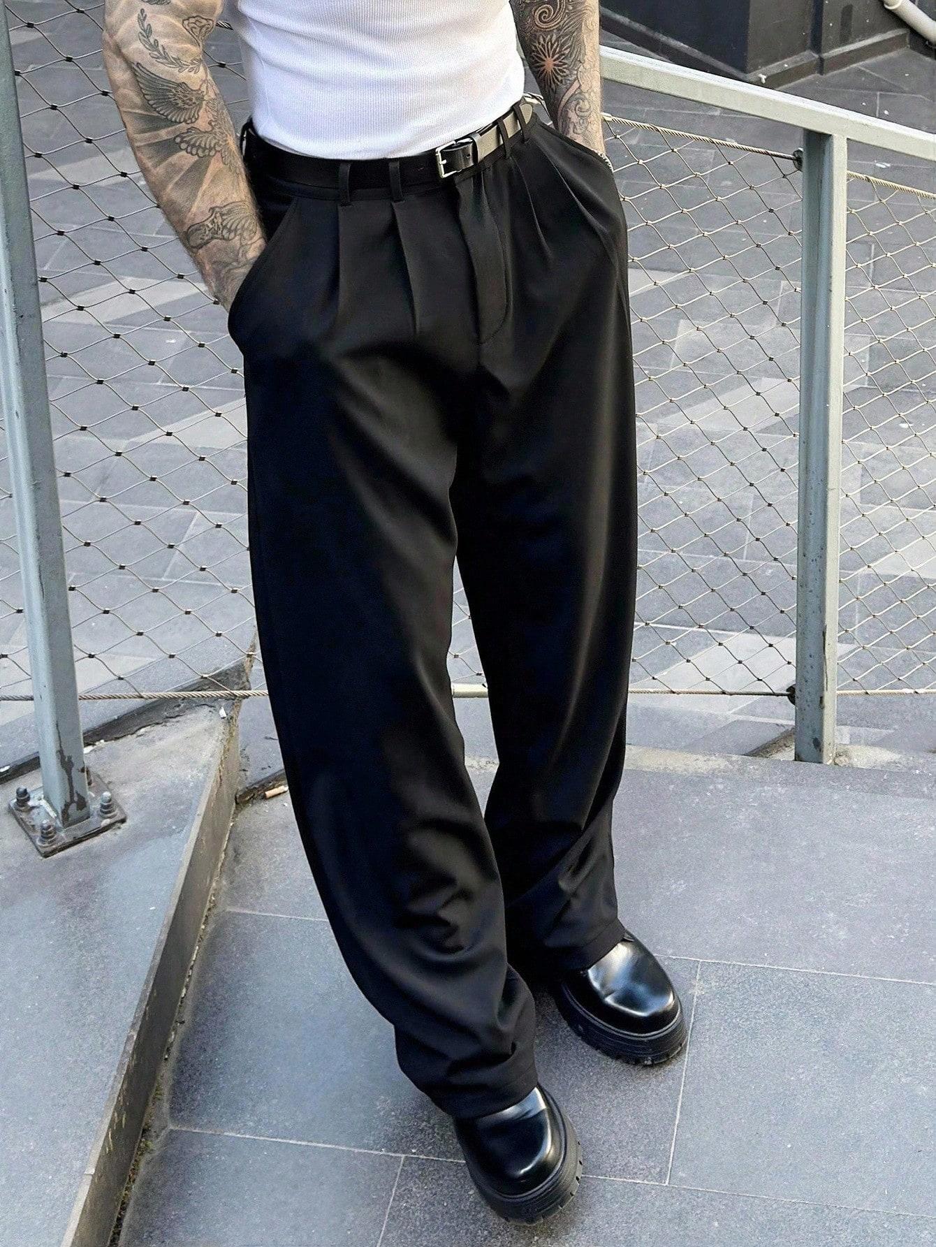 1/2 Pack Men's Loose Casual Dress Pants, Pleated High Waist Straight Leg Fashion Trousers with Pockets, Baggy Business Office Suit Pants, Y2K Streetwear Slacks for Work, Daily Wear, Party, Travel, Spring Fall, Men's Modern Relaxed Fit Bottoms, Smart Looks